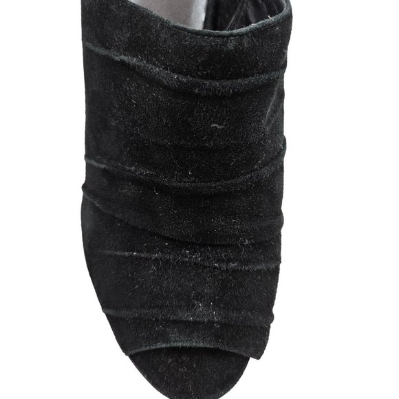 Nine West Shoes Womens 9.5M Slip On Heels Black Suede Open Toe Pleated Dressy - Picture 8 of 9